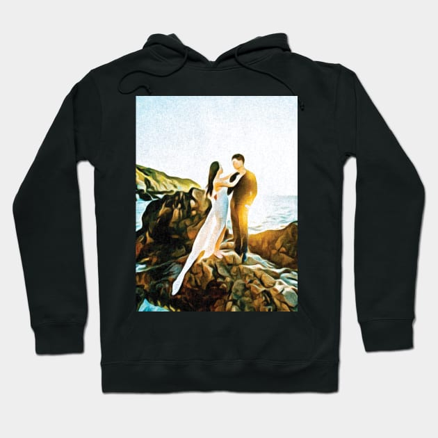 Couples wedding on beach Oil Painting Art Hoodie by Aziz